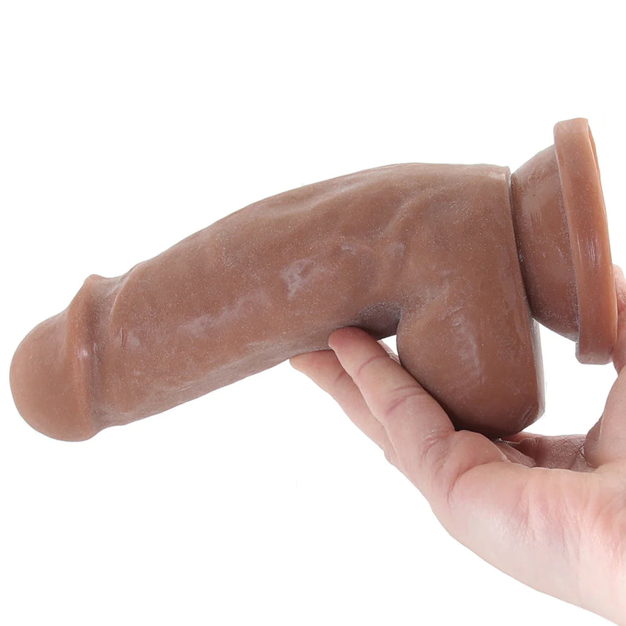 Dr. Skin  Girthy Posable Dildo with suction cup Mocha 7”