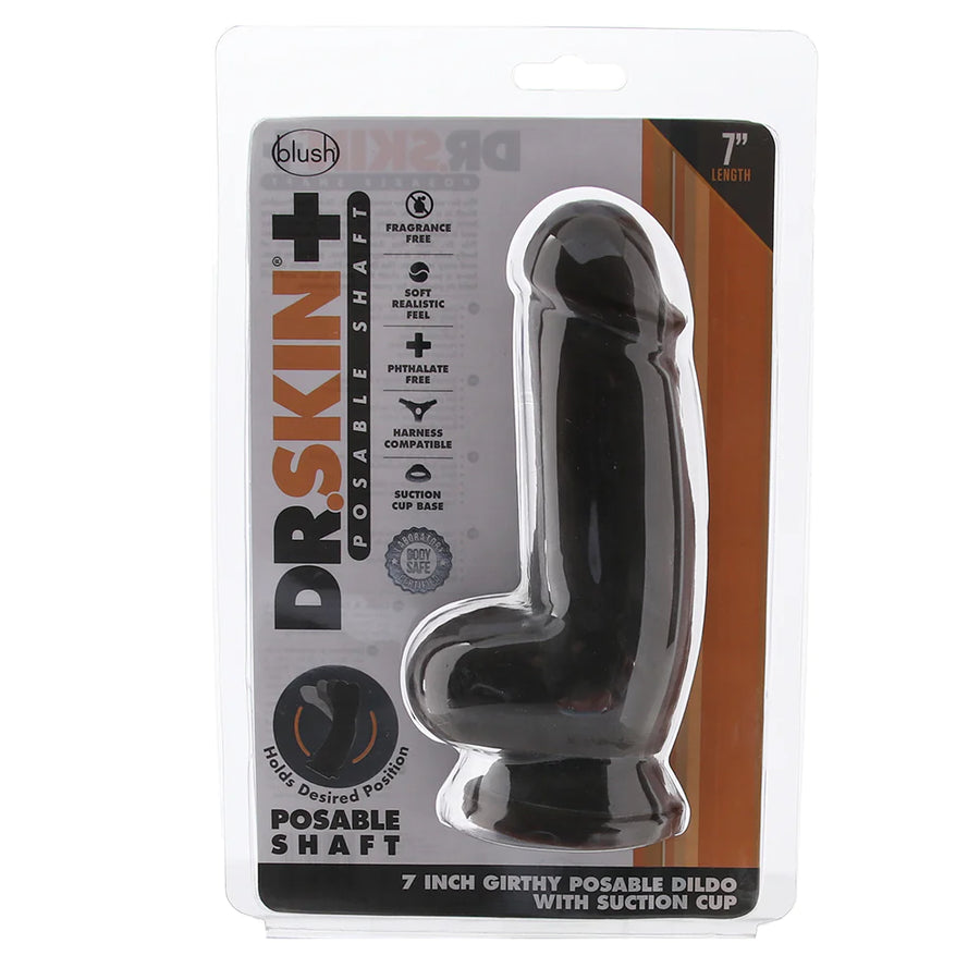 Dr. Skin Girthy Posable Dildo With Suction Cup Chocolate 7”