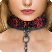 OUCH Luxury Collar with Leash Burgundy