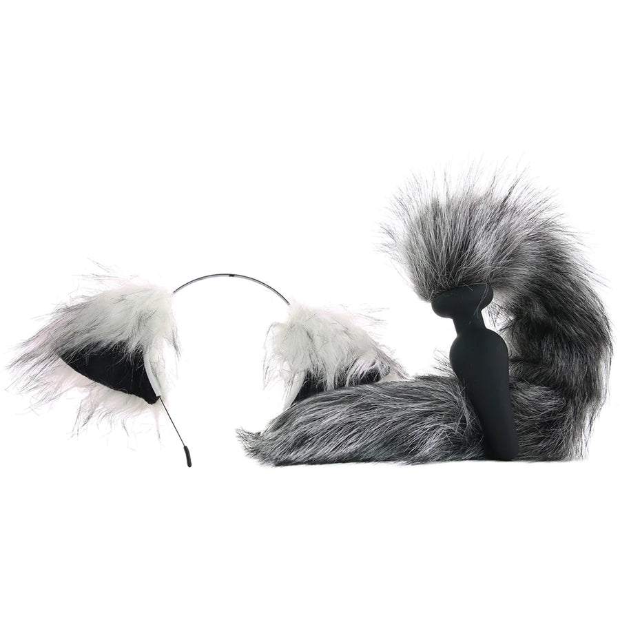 Tailz Grey Wolf Tail Plug and ears