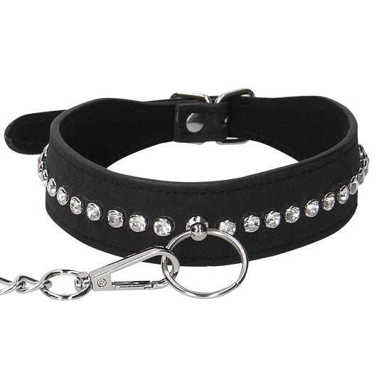 Diamond Studded Collar with Leash