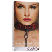 OUCH Luxury Collar with Leash Burgundy