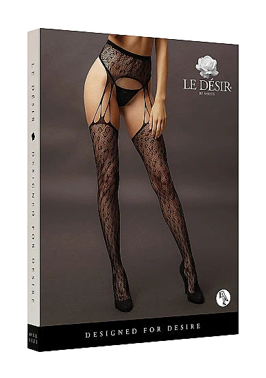 LE DESIR Suspender Leopard Pantyhose OS