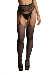 LE DESIR Fishnet And Lace Garterbelt Stockings