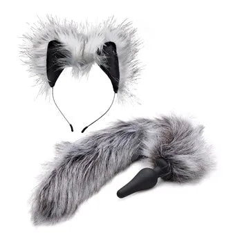 Tailz Grey Wolf Tail Plug and ears