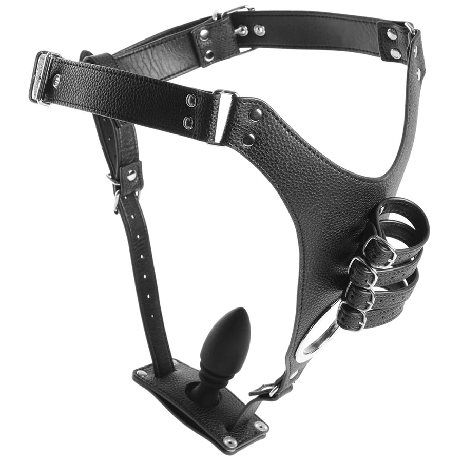 Strict Male Chasity Harness W/ plug