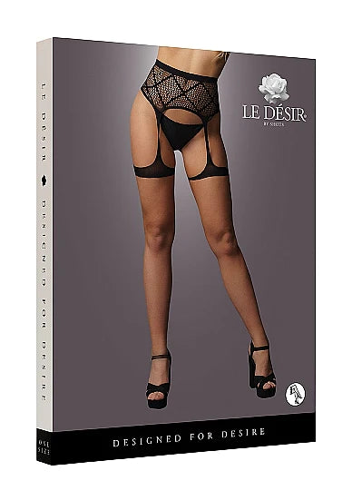 LE DESIR Striped Fishnet Garterbelt