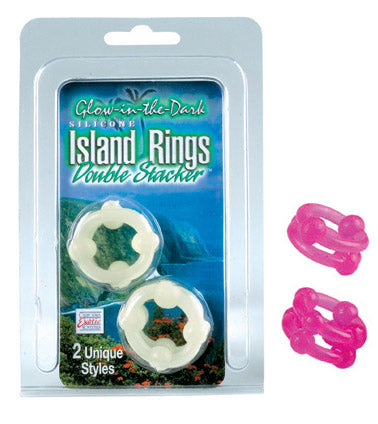 Silicone Island Rings Double Stacker Pink