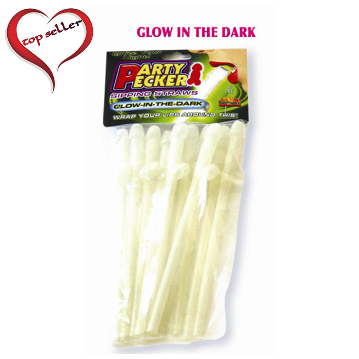 Glow in the Dark Party Pecker Sipping Straws 10/Bag