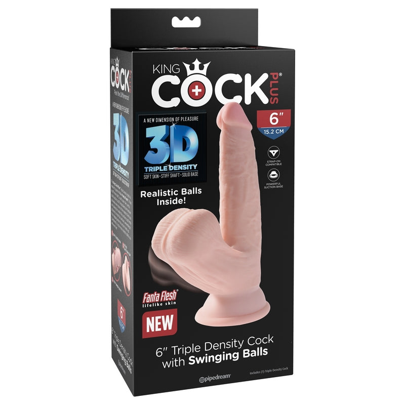 King Cock Plus 6" Triple Density Cock With Swinging Balls