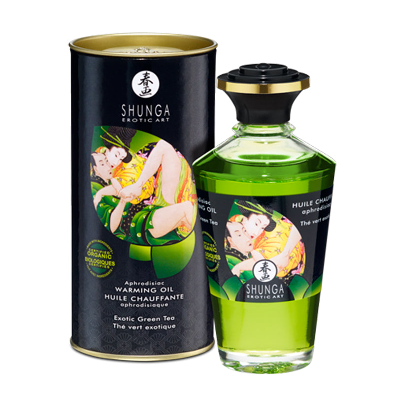 Shunga Warming Massage Oil 100 ml Green Tea